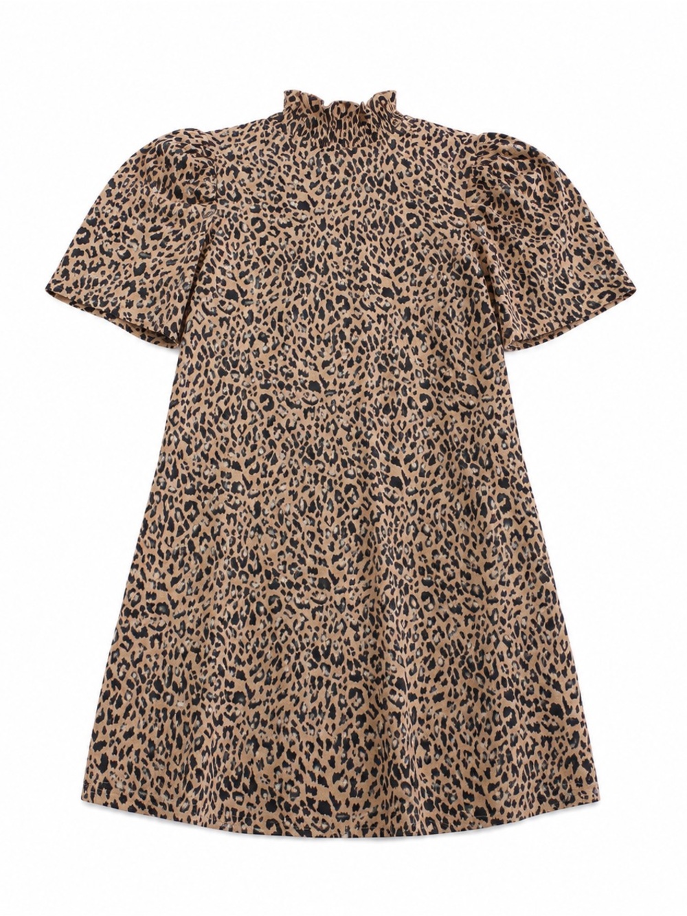 Love Riche Leopard-Print Puff-Sleeve Shift Dress